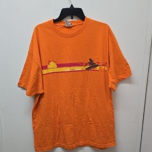 QuikSilver Orange Graphic T-Shirt - Size XXL/2X